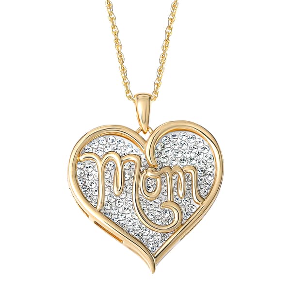 Splendere Gold Plated Sterling Silver Pave Mom Pendant Necklace - image 