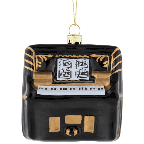 Northlight 3in. Black & Gold Organ Glass Christmas Ornament - image 