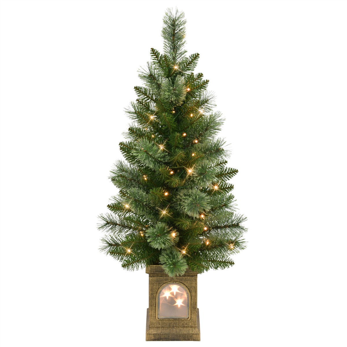 Puleo International Pre-Lit Potted Christmas Trees - Set of 2