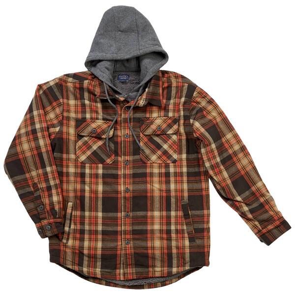 Mens Smith''s Sherpa Lined Flannel Shirt Jacket - Brown/Tan - image 