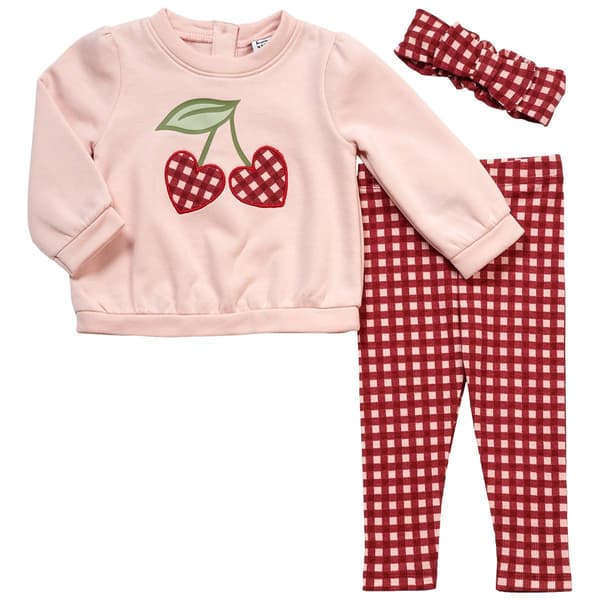 Baby Girl (12-24M) Nicole Miller 3pc. Cherry Fleece Set - image 