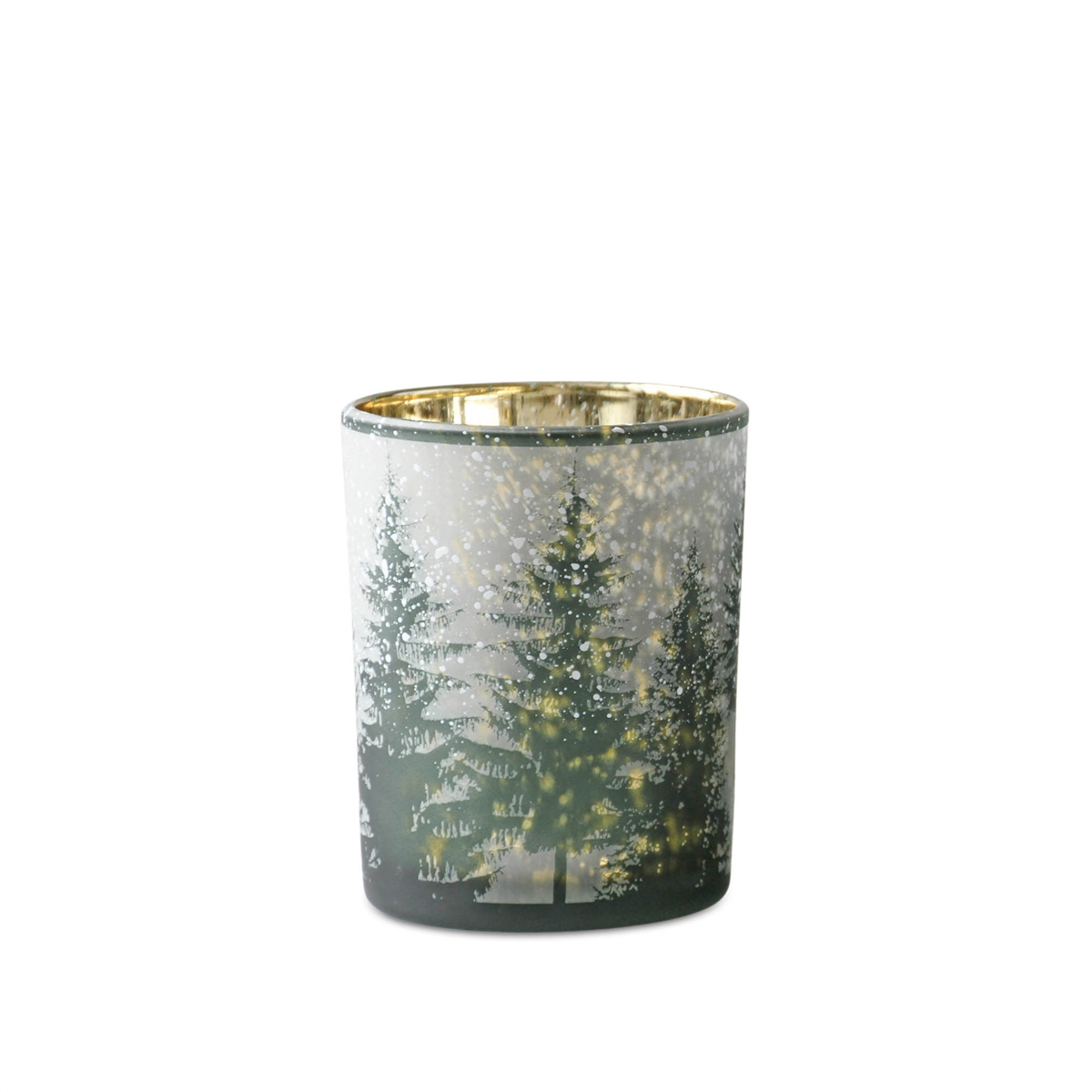 Melrose Frosted Pine Mercury Glass Candle Holder - Set of 2