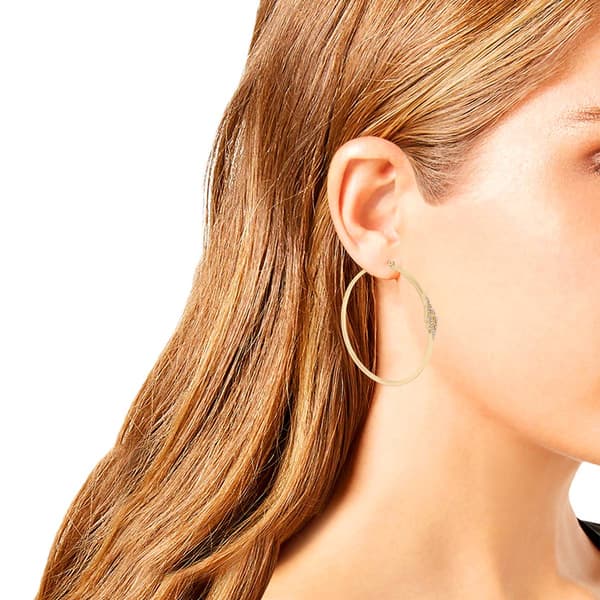 Steve Madden Pave Lightning Bolt Large Hoop Earrings