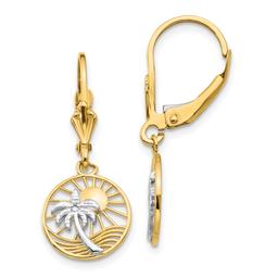 Gold Classics(tm) 14kt. Gold & Rhodium Palm Tree Earrings