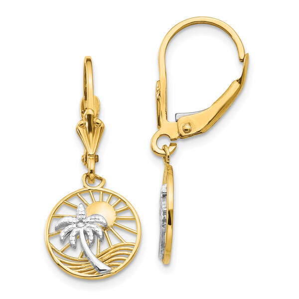 Gold Classics&#40;tm&#41; 14kt. Gold & Rhodium Palm Tree Earrings - image 