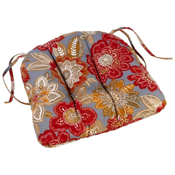 Jordan Manufacturing Floral Chair Cushion - Taupe/Rust - image 