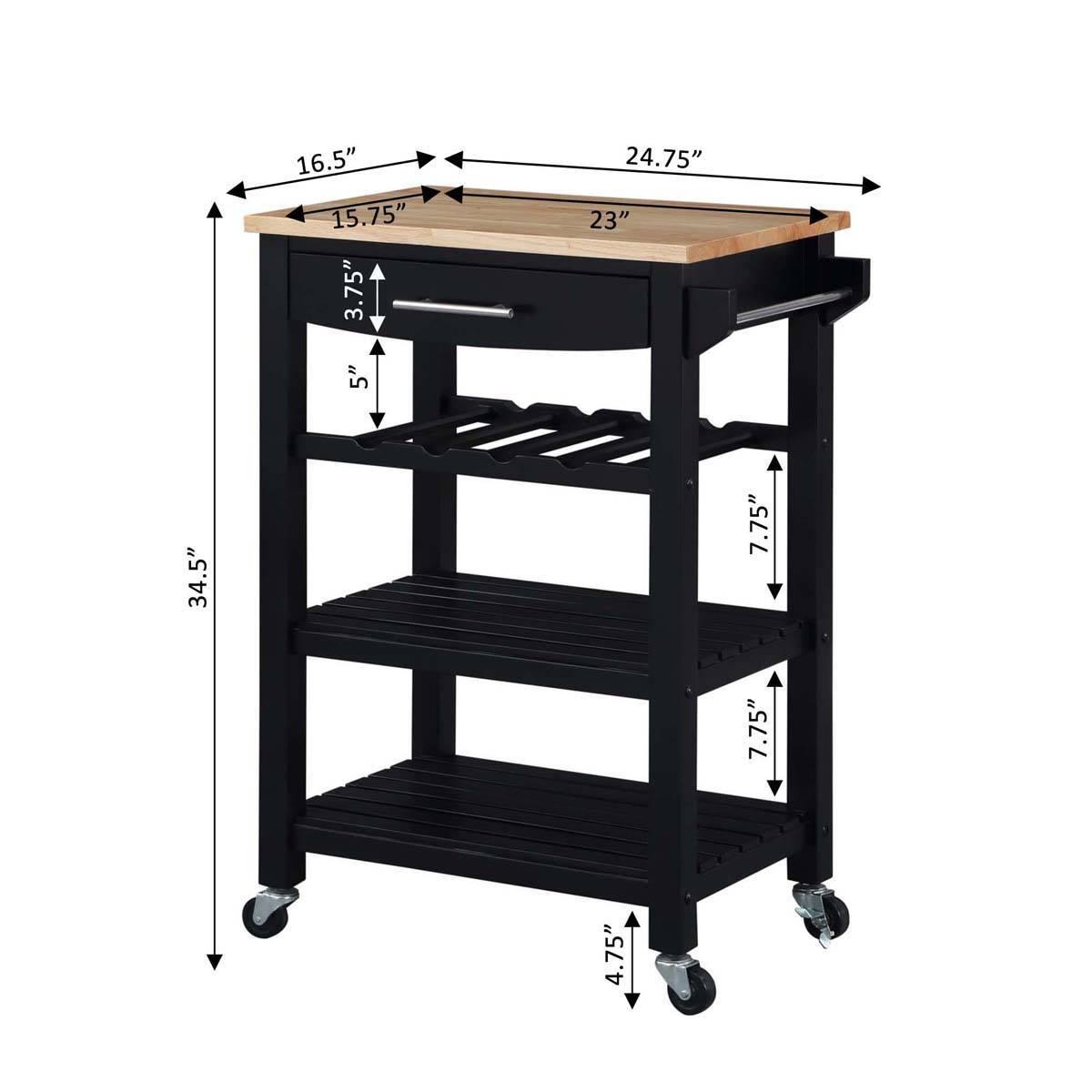 Convenience Concepts 4-Tier Butcher Block Kitchen Cart
