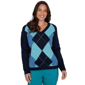 Womens Hearts of Palm Autumn Breeze Long Sleeve Argyle Sweater - image 1