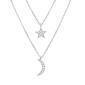 Fine Silver Plated Double Layered Star & Crescent Pendant - image 1