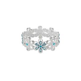 Gloria Vanderbilt Silver-Tone Aqua Stone Flower Stretch Bracelet