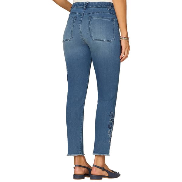 Womens Democracy "Ab"solution® High Rise Paisley Embroidery Jeans