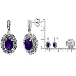 Haus of Brilliance Purple Amethyst & Diamond Dangle Earrings
