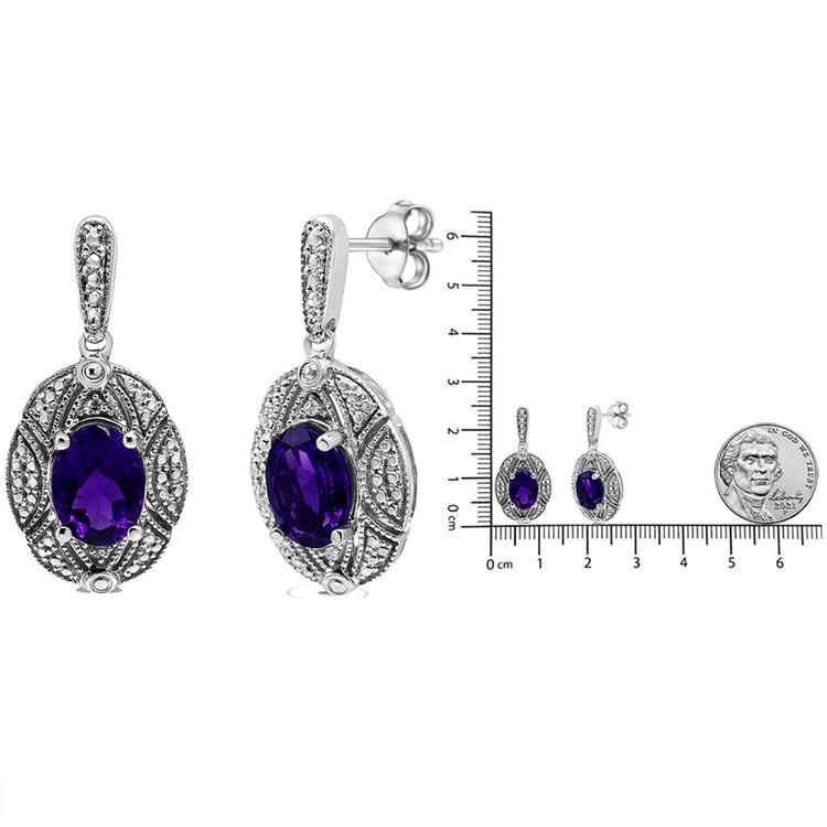 Haus of Brilliance Purple Amethyst & Diamond Dangle Earrings
