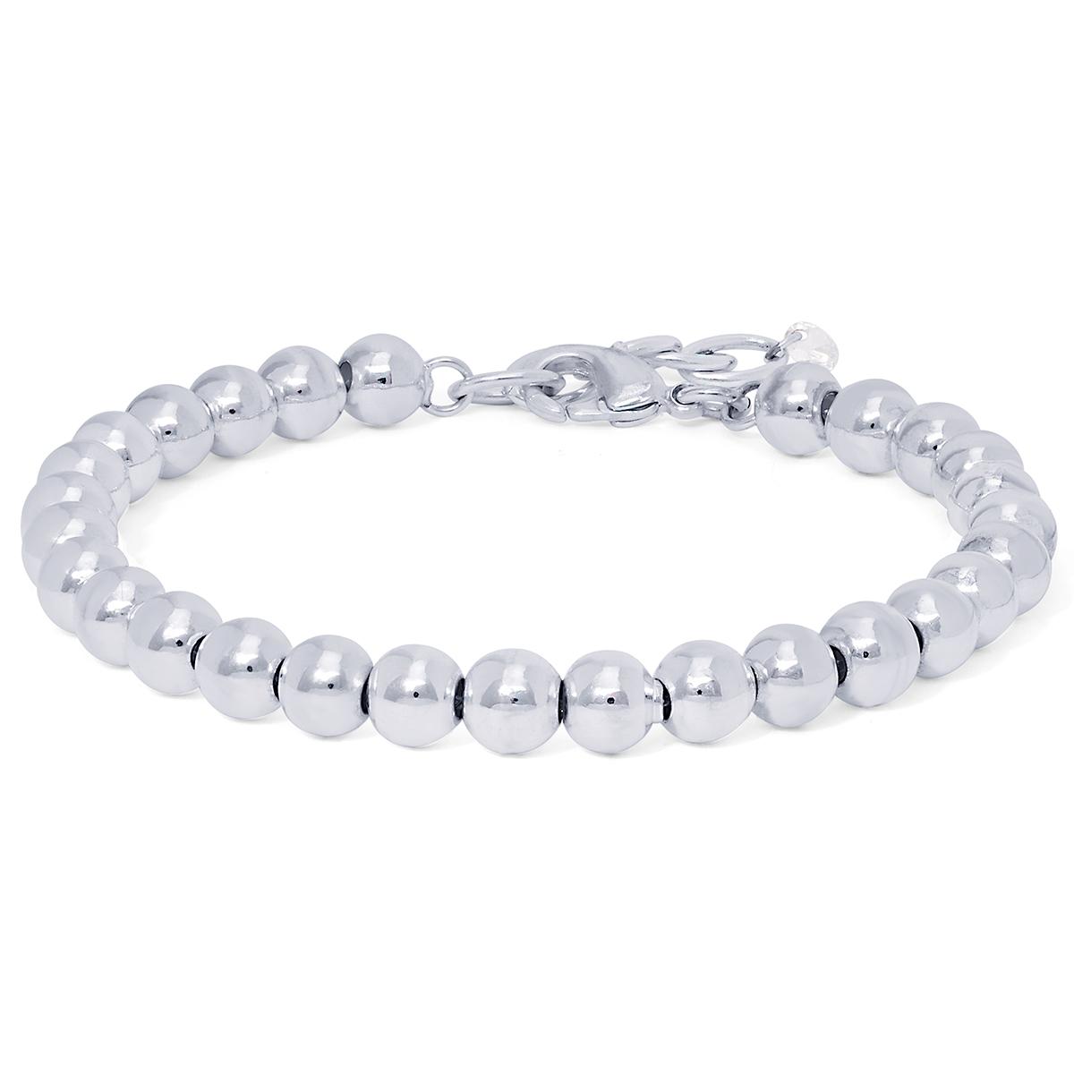 Silver Plated Round Beaded Bracelet