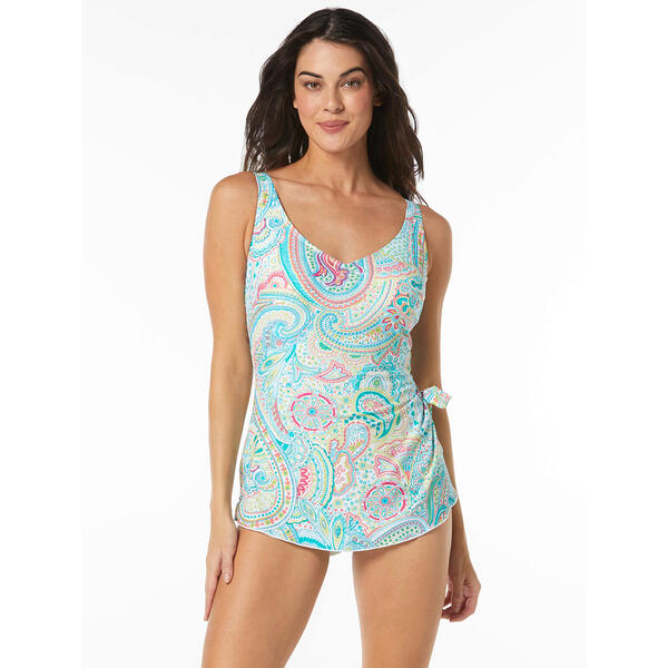 Womens Roxanne Paisley Print V-Neck Sarong  One Piece Swimsuit - image 