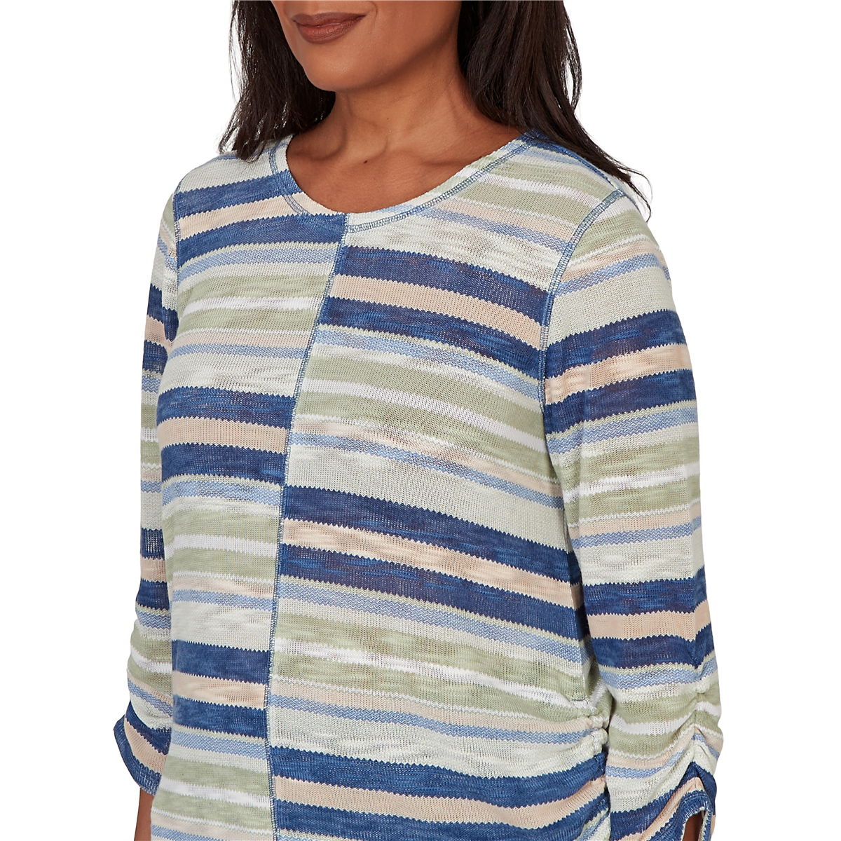 Petite Alfred Dunner Indigo Girls Splice Stripe Sweater