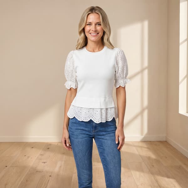 Womens Nanette Lepore Elbow Eyelet Sleeve Two In One Sweater - image 