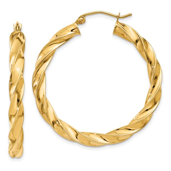 Gold Classics&#40;tm&#41; 14kt. Light Twisted Hoop Earrings - image 