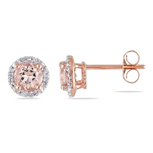 Gemstone Classics(tm) 10kt. Rose Gold Morganite Stud Earrings - image 