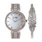 Jessica Simpson Crystal Watch w/Feather Bracelet-JSB8003SL - image 1
