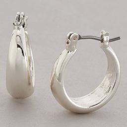 Design Collection Silver Plated Thick Band Hoop Earrings