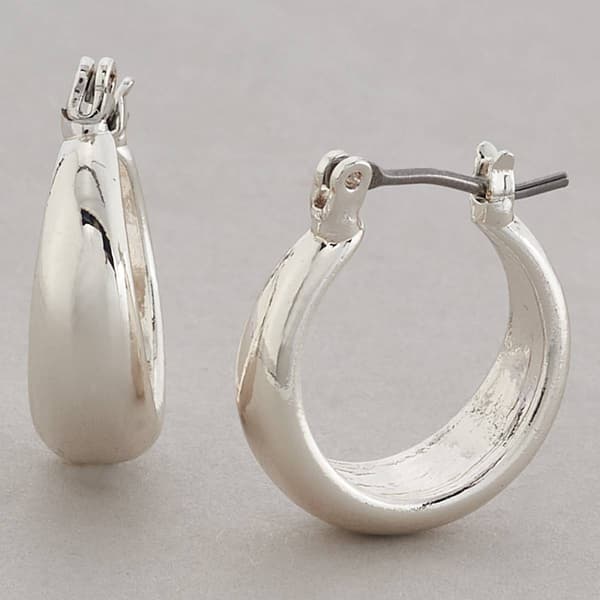 Design Collection Silver Plated Thick Band Hoop Earrings - image 