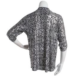 Plus Size Emily Daniels 3/4 Sleeve Foil Medallion Button Down