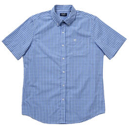 Mens Chaps Short Sleeve Stretch Easy Care Shirt - Forever Blue