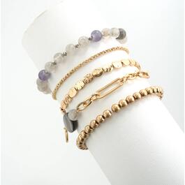 Ashley Cooper&#40;tm&#41; Set of 5 Beaded Chain Link Stretch Bracelets