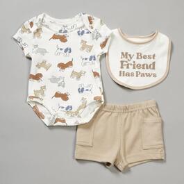 Baby Girl &#40;3-9M&#41; Baby Essentials&#40;R&#41; 3pc. Paws Shorts Set