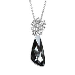 Crystal Colors Silver Plated Smokey Night Comet Pendant Necklace