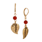 1928 Jewelry Gold Tone Leaf Color Bead Drop Earrings - image 1