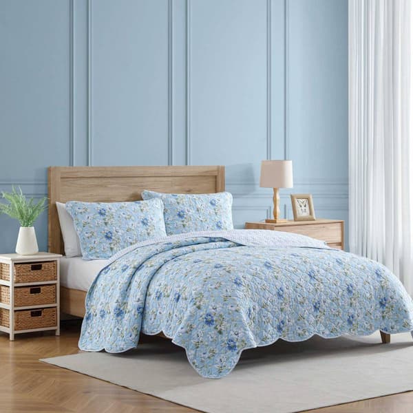 Laura Ashley Peony Garden Cotton Reversible Quilt Set