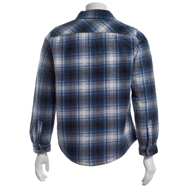 Mens Mountain Ridge Plaid Fleece CPO Jacket - Chambray