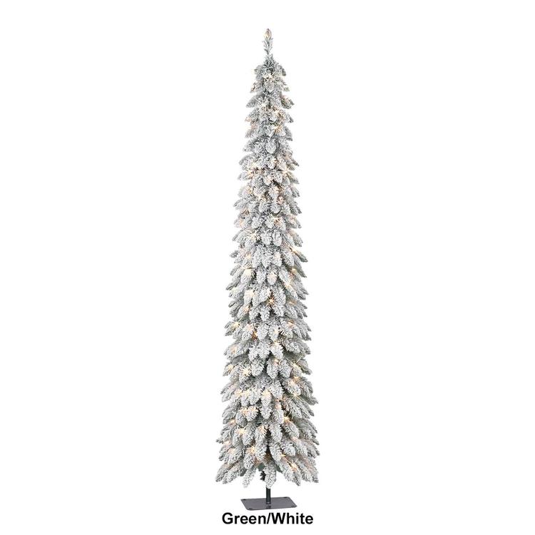 Puleo International 7ft. Pre-Lit Flocked Alpine Christmas Tree