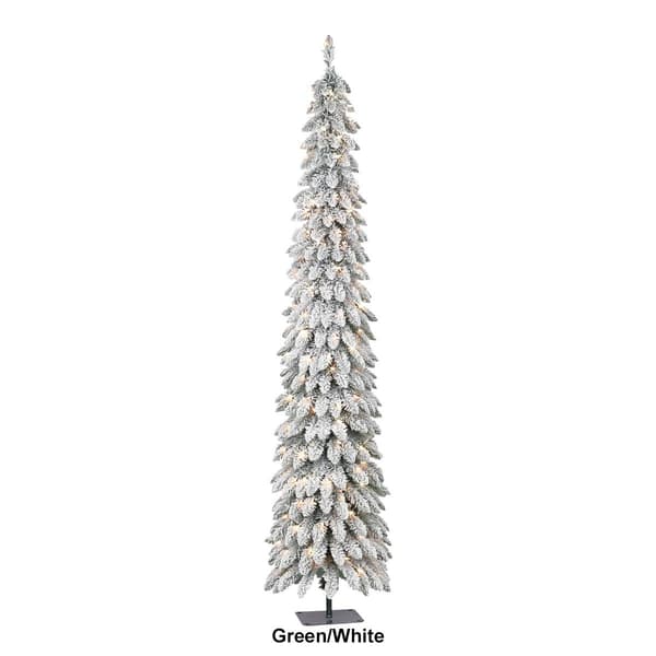 Puleo International 7ft. Pre-Lit Flocked Alpine Christmas Tree