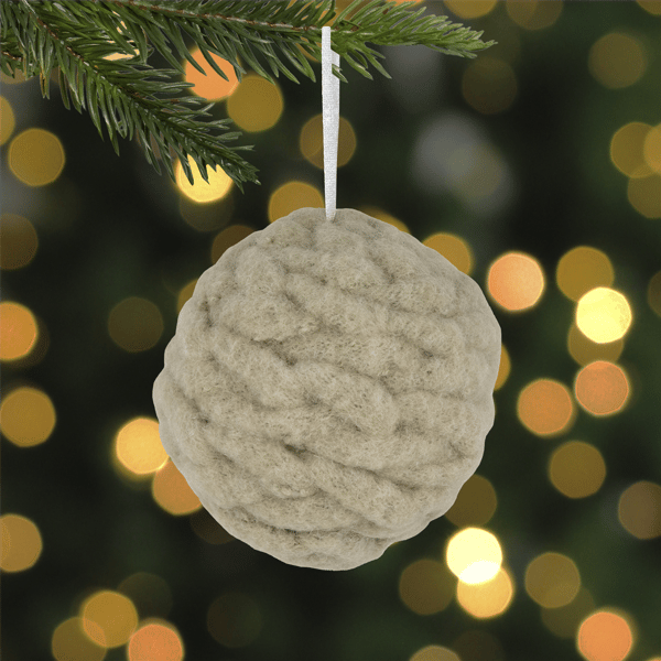 Northlight 3.75in. Beige Woven Yarn Ball Christmas Ornament