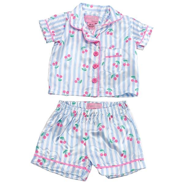 Toddler Girl Freestyle Revolution Cherry Fun Satin Pajama Set - image 
