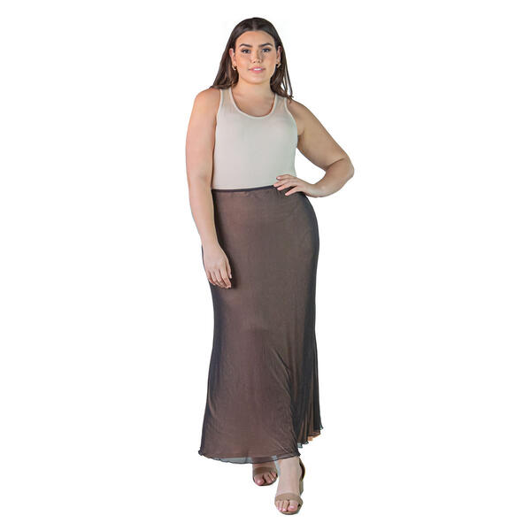Plus Size 24/7 Comfort Apparel Double Layer Maxi Skirt - image 
