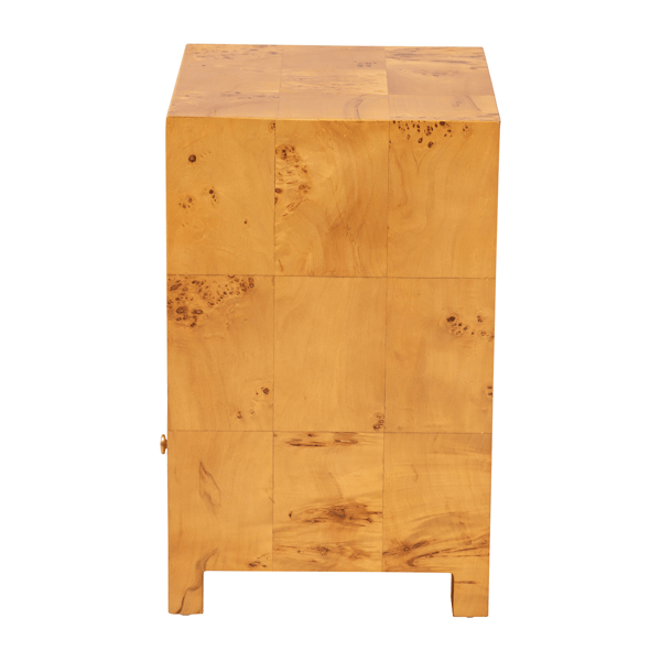 bali & pari Camira Modern Real Burl Wood 1-Drawer Nightstand