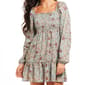 Juniors No Comment Long Sleeve Smock Bodice Floral Shift Dress - image 3