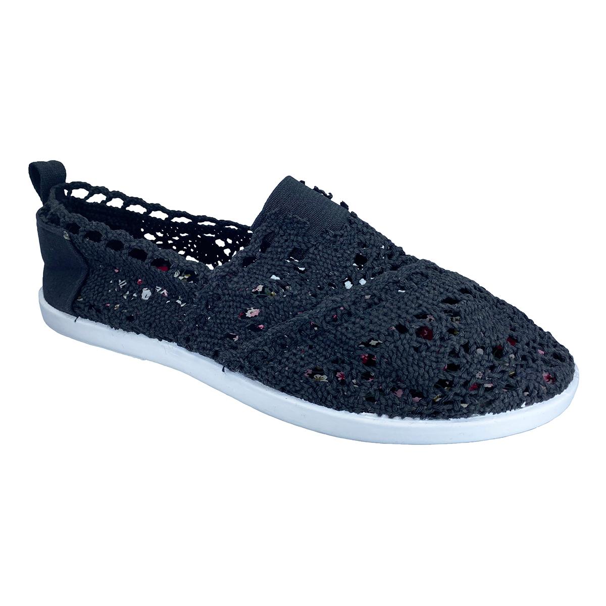 Womens Ashley Blue Crochet Center Gore Slip On Flats