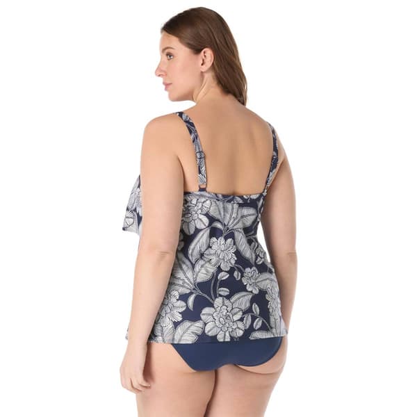 Plus Size Beach House Coastal Bloom Jane Ruffle Tankini Swim Top