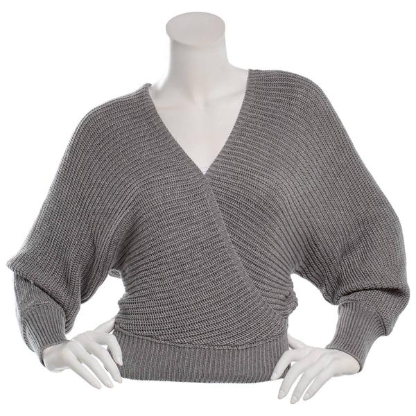 Juniors Derek Heart Shaker Balloon Sleeve Tie Back Wrap Sweater - image 