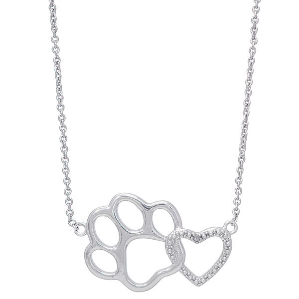 Accents by Gianni Argento Diamond Accent Paw and Heart Necklace - image 