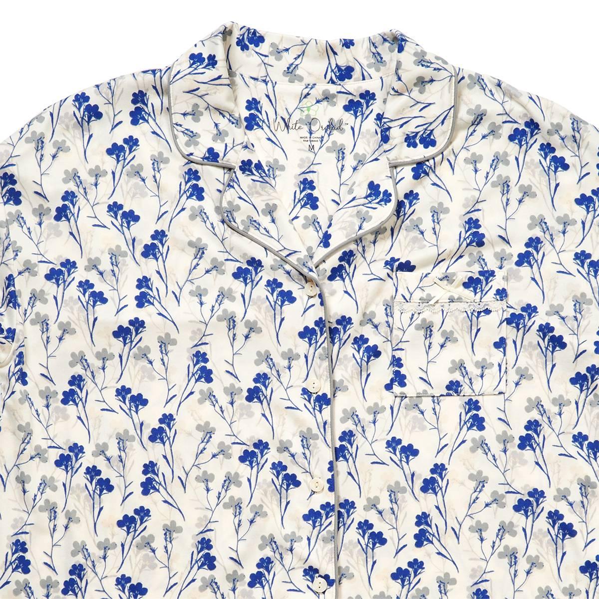 Petite White Orchid Long Sleeve Shadow Floral Pajama Set | Boscov's