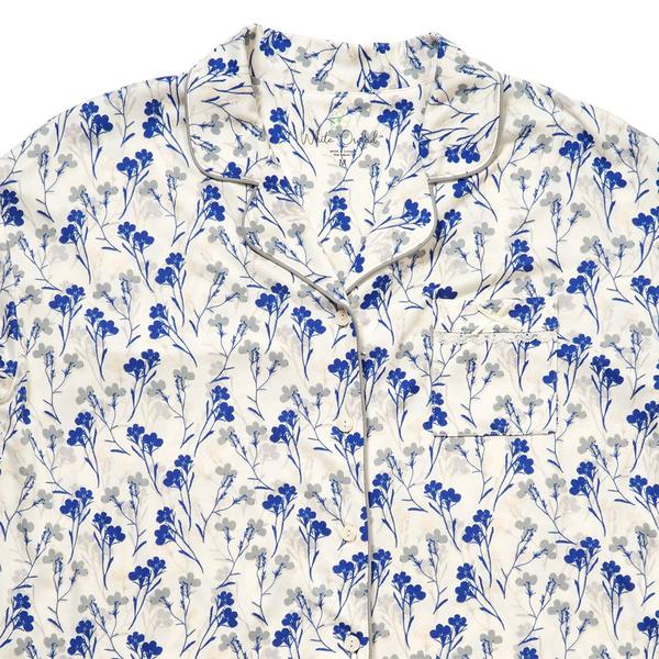 Petite White Orchid Long Sleeve Shadow Floral Pajama Set