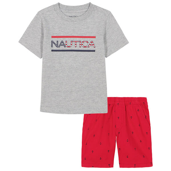 Baby Boy &#40;12-24M&#41; Nautica Marled Flag Tee & Anchor Shorts Set - image 