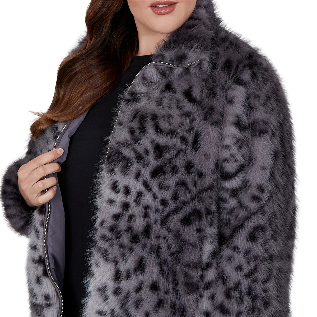 Plus Size Skye’s the Limit Icy Blue Sparkle Leopard Jacket