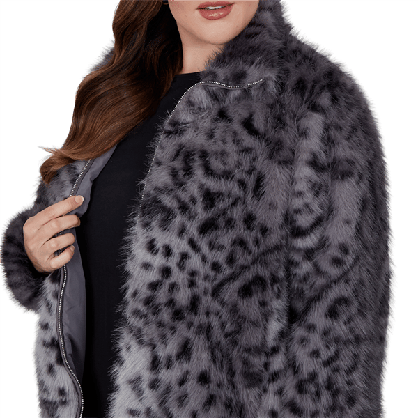 Plus Size Skye’s the Limit Icy Blue Sparkle Leopard Jacket